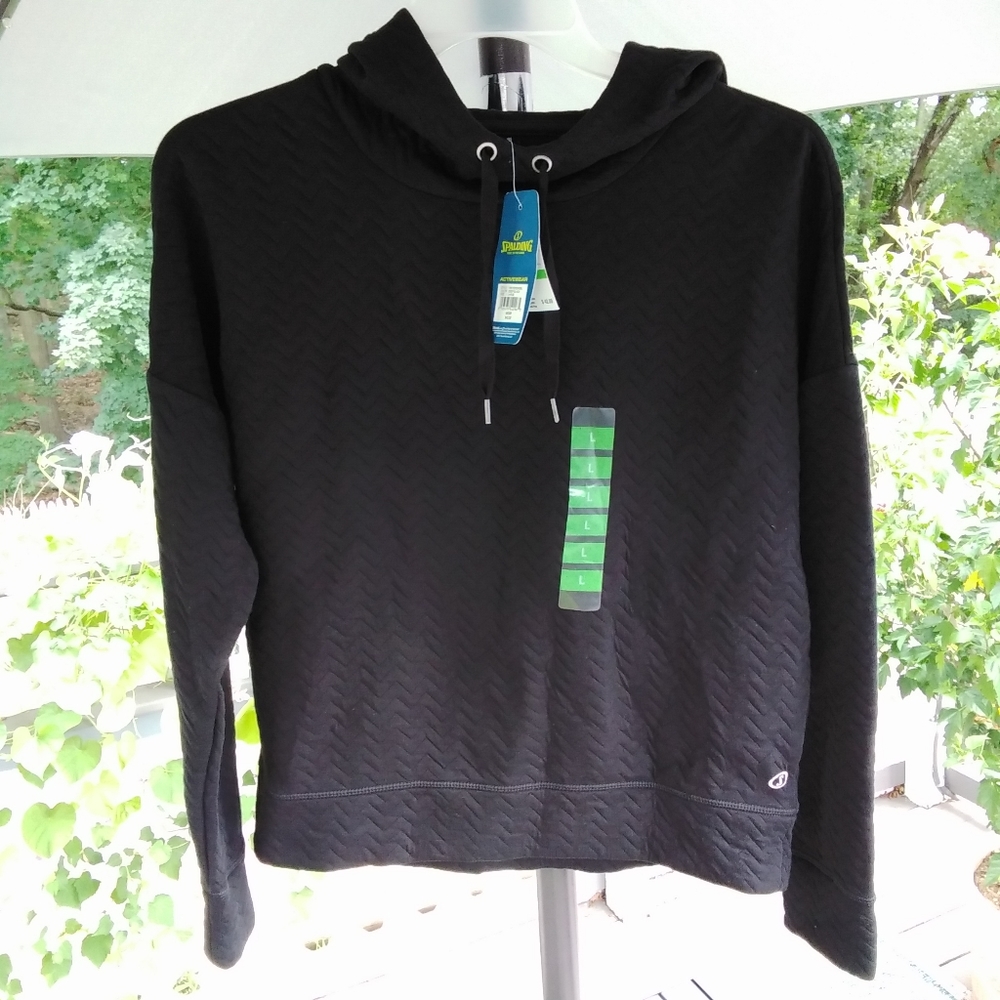 Spalding Women's Hoodie Sweatshirt Size:L Black